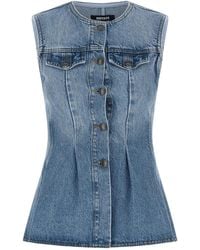 ROTATE BIRGER CHRISTENSEN - 'Flared Denim' Top - Lyst