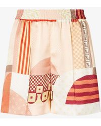 Fendi - Printed Crepe Shorts - Lyst