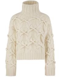 Brunello Cucinelli - Braided High-Necked Cashmere Sweater - Lyst