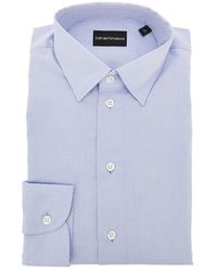 Emporio Armani - Micro-Textured Cotton Shirt - Lyst