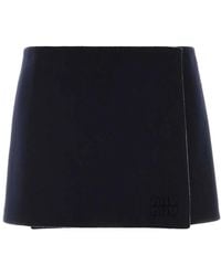 Miu Miu - Midnight Wool Blend Reversible Mini Skirt - Lyst