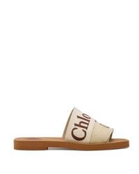 Chloé - Woody Logo-Embroidered Sandals - Lyst