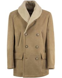 Brunello Cucinelli - Double-Breasted Shearling Coat - Lyst