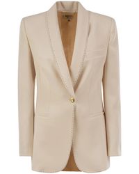 Elisabetta Franchi - Crepe Jacket With Contrasting Topstitching - Lyst