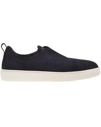 Santoni - Suede Leather Slip-On Trainers With Rubber Sole - Lyst