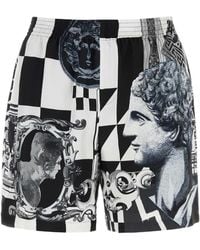 Versace - Medusa Collage Silk Twill Print Shorts - Lyst