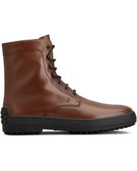 Tod's - Leather Combat Boots - Lyst