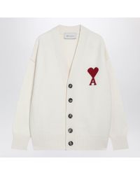 Ami Paris - Ami De Coeur Merino Wool Cardigan - Lyst
