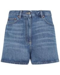 Valentino - Medium Cotton Denim Shorts - Lyst