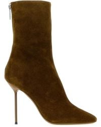 Paris Texas - Mud Suede Lidia Ankle Boots With 11 Cm Heel - Lyst