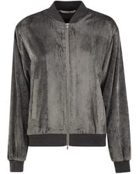 Peserico - Stretch Corded Velvet Bomber Jacket With Silk Details - Lyst