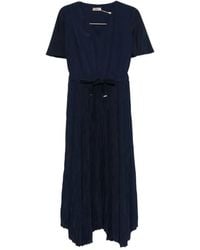 Herno - Blu Pleated Midi Drawstring Dress - Lyst