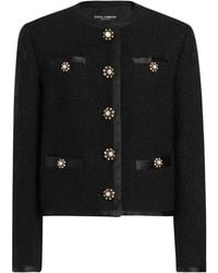 Dolce & Gabbana - Dolce & Gabbana Singlebreasted Tweed Bouclé Short Jacket - Lyst