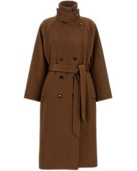 Alberto Biani - Double-Breasted Belted Coat - Lyst