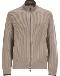 Fedeli - Full-Zip Cashmere Rib-Knit Cardigan - Lyst