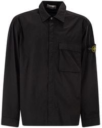 Stone Island - Comfort Fit Overshirt With Press Studs - Lyst