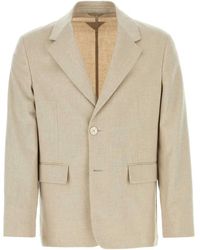 Prada - Melange Sand Cashmere Blazer - Lyst
