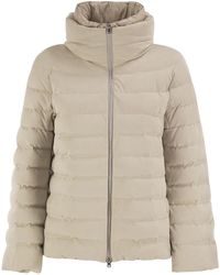 Herno - Technical Suede-Effect Down Jacket With Padded High Collar - Lyst