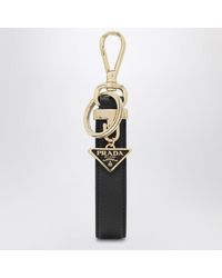 Prada - Saffiano Leather Keyring With Triangle Logo - Lyst