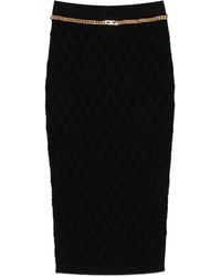 Elisabetta Franchi - Knit Diamond-Pattern Skirt With Jewel Detail - Lyst
