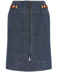 Fendi - Chambray Denim Skirt - Lyst