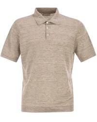 Brunello Cucinelli - Linen And Cotton Knit Polo Shirt - Lyst