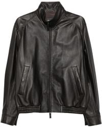 Emporio Armani - Leather Blouson Jacket - Lyst