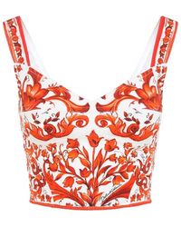 Dolce & Gabbana - Dolce & Gabbana Maiolica Print Silk Top - Lyst