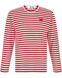 COMME DES GARÇONS PLAY - Striped T-Shirt With Heart Patch - Lyst