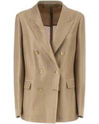 Tagliatore - Double-Breasted Textured Cotton Blazer - Lyst