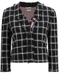 Thom Browne - Checked Tweed Cardigan Jacket - Lyst