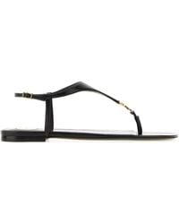 Saint Laurent - Leather Thong Sandals With Cassandre Detail - Lyst