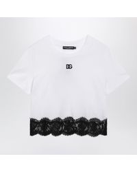 Dolce & Gabbana - Dolce&Gabbana Jersey T-Shirt With Lace - Lyst