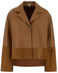 Loewe - Camel Leather And Suede Shirt - Lyst