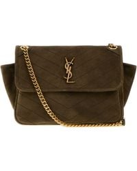 Saint Laurent - Army Suede Niki Tripouch Shoulder Bag - Lyst