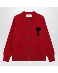 Ami Paris - Ruby Ami De Coeur Merino Wool Cardigan - Lyst