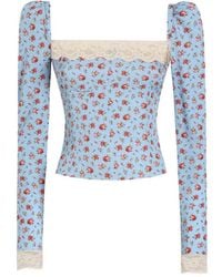 Dolce & Gabbana - Silk-Blend Rose Print Top - Lyst