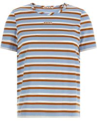 Marni - Multicolour Crew Neck Logo Stripes T-Shirt - Lyst