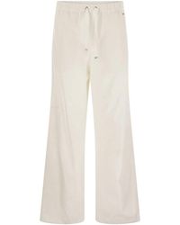 Herno - Resort Cotton Trousers With Drawstring - Lyst