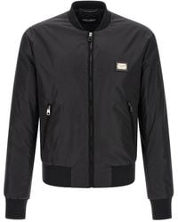 Dolce & Gabbana - Dolce & Gabbana Logo Plaque Bomber Jacket - Lyst