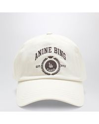 Anine Bing - Jeremy Cream Cotton Baseball Cap - Lyst