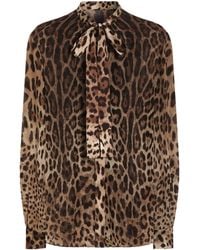 Dolce & Gabbana - Dolce & Gabbana Leopardprint Silk Georgette Shirt - Lyst