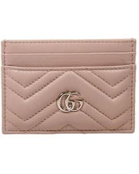 Gucci - Leather Card Holder With Chevron And Logo - Lyst
