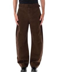 Lemaire - Cotton Trousers With Belt - Lyst