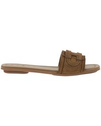 Hogan - Suede Slide Sandals With Signature H Detail - Lyst