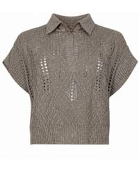 D.exterior - Mocha Lamé Effect Cable-Knit T-Shirts Polos - Lyst