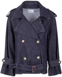 Self-Portrait - Denim Trench Jacket - Lyst