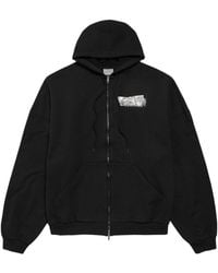 Balenciaga - Logo-Print Zip-Up Hoodie - Lyst