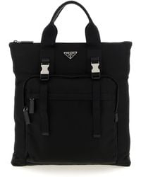 Prada - Re-Nylon And Saffiano Backpack Shopping Bag - Lyst