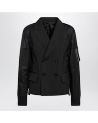 Sacai - Doublebreasted Wool And Nylon Blend Jacket - Lyst